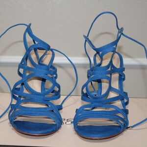 GIANNI BINI BLUE SANDALS HEELS STRAPPY
